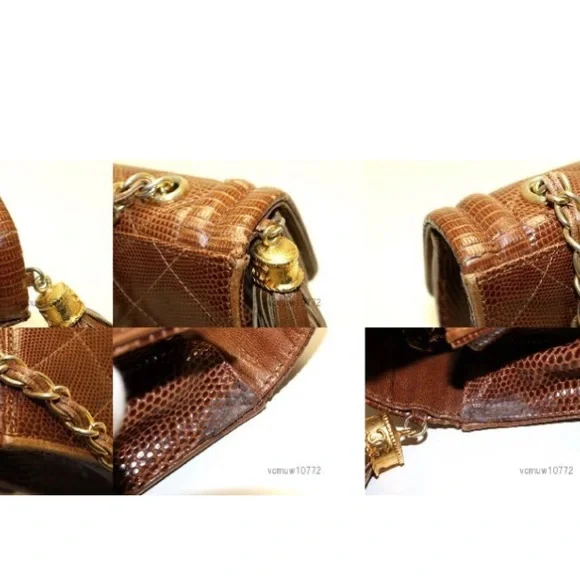 Authentic Rare  Chanel lizard chain shoulder bag - Picture 10 of 11